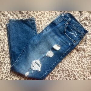 ☀️NWOT Levi’s 501 Straight Leg Jeans Distressed Medium Wash Button Fly | Size 10
